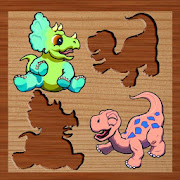 Baby educational games wood block puzzle Dinosaurs