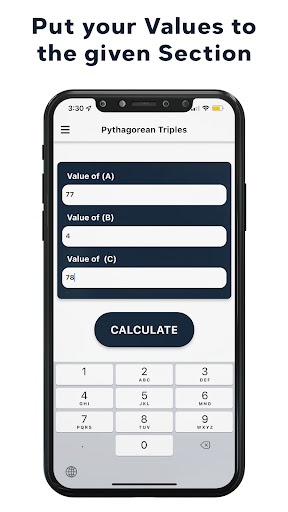 Pythagorean Triples Calculator Screen 2