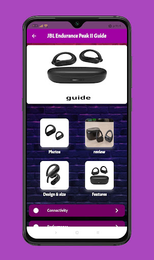 Android application JBL Endurance Peak II Guide screenshort