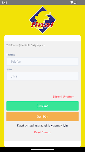 Android application Final Öğrenci screenshort