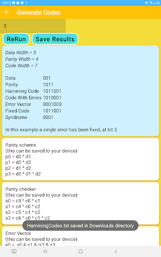 Hamming Code Screen 3