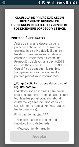 Android application AnteaCheckIn Registro Horario screenshort