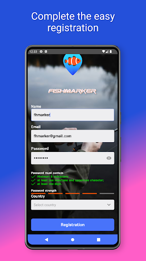Android application Fishmarker screenshort