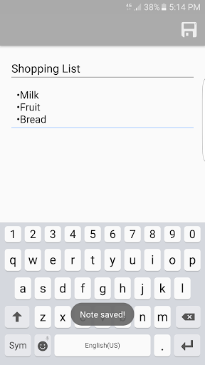 Android application Basic Notes screenshort