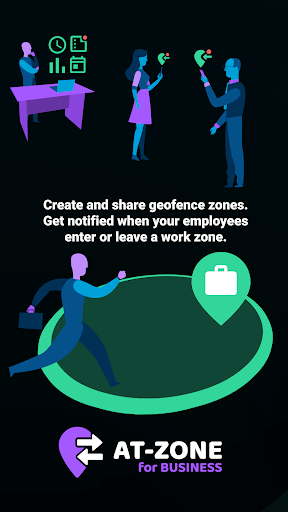 Android application AT-ZONE. Time tracking via GPS screenshort