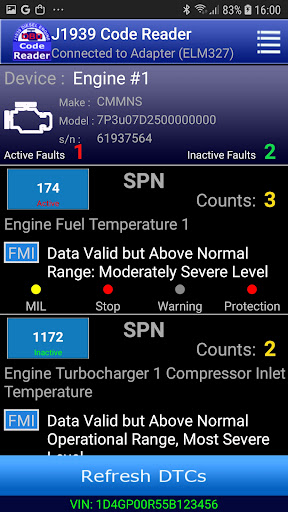 J1939 OBD Code Reader Screen 3