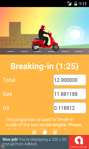 Fuel mixture calculator Screen 2