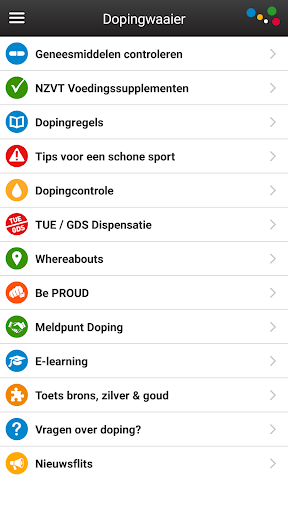 Android application Dopingwaaier screenshort