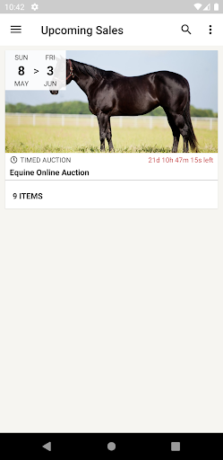 Android application Equine Online Auction screenshort
