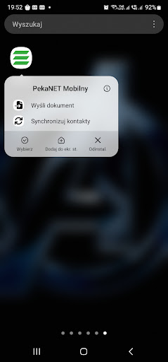 Android application PekaNET Mobilny screenshort