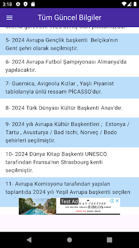 Android application 2024 Kpss Güncel Bilgiler screenshort