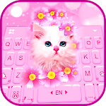 Cover Image of Скачать Тема для клавиатуры Pink Flowers Kitten 1.0 APK