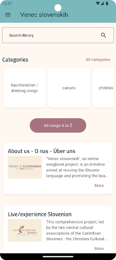 Android application Venec slovenskih screenshort