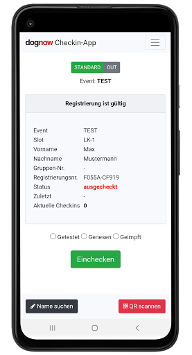 dognow Veranstalter-Checkin Screen 2