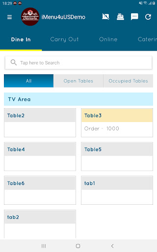 Android application iMenu4u POS screenshort