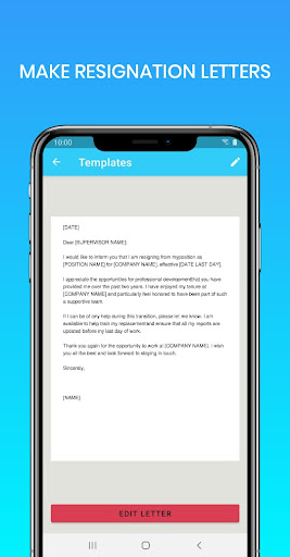 Android application Resignation letter maker screenshort