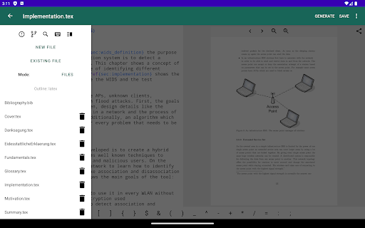 Screenshot of VerbTeX LaTeX Editor