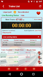 MMTS Train Timings Screenshot