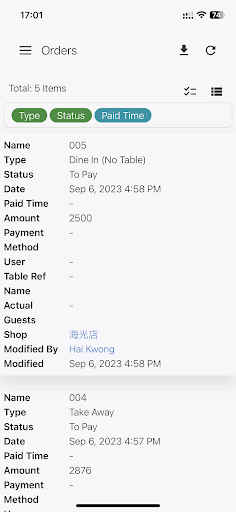 Fatty Group POS Screen 2