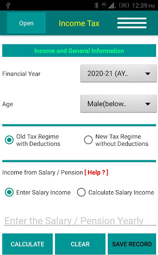 Income Tax Calculator Screen 2