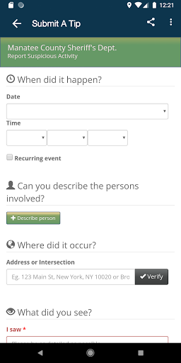 Screenshot of Manatee County Sheriff