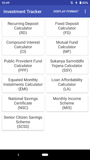 Android application Investment Tracker - PPF, EMI screenshort
