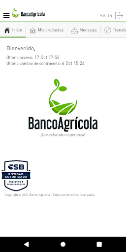 Android application Móvil Banking Bagricola screenshort