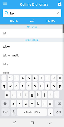 English-Danish Dictionary Screen 2