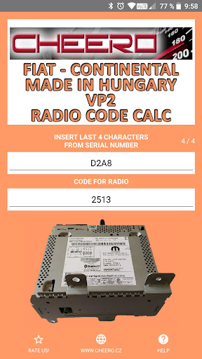Android application RADIO CODE for FIAT HUNGARY screenshort