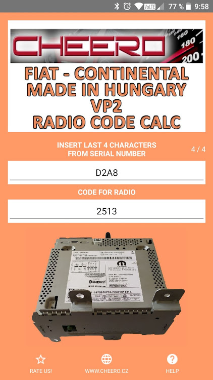 RADIO CODE for FIAT HUNGARY - 1.0.1 - (Android)