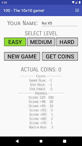 Android application 100 - The 10x10 Game! screenshort