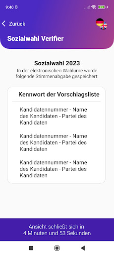 Sozialwahl Verifier Screen 2