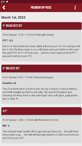 Picks and Parlays Screen 3