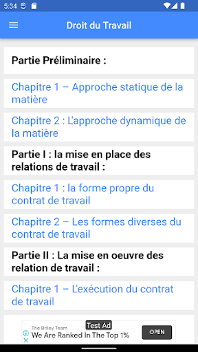 Android application Cours de Droit du Travail screenshort