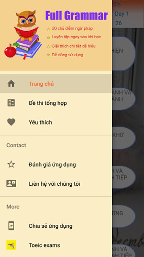 Android application Full Grammar - Các chủ điểm ng screenshort