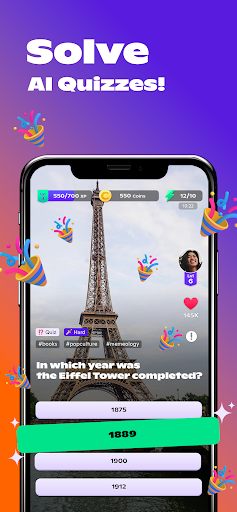 Android application PopReel - AI Quiz challenges screenshort