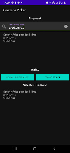 Android application Timezone Picker (Library) screenshort