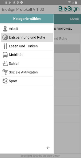 Android application BioSign Protokoll screenshort