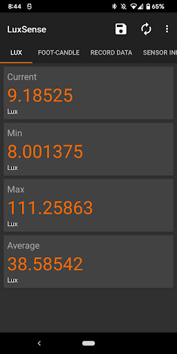 Android application LuxSense - Pro Light Meter screenshort