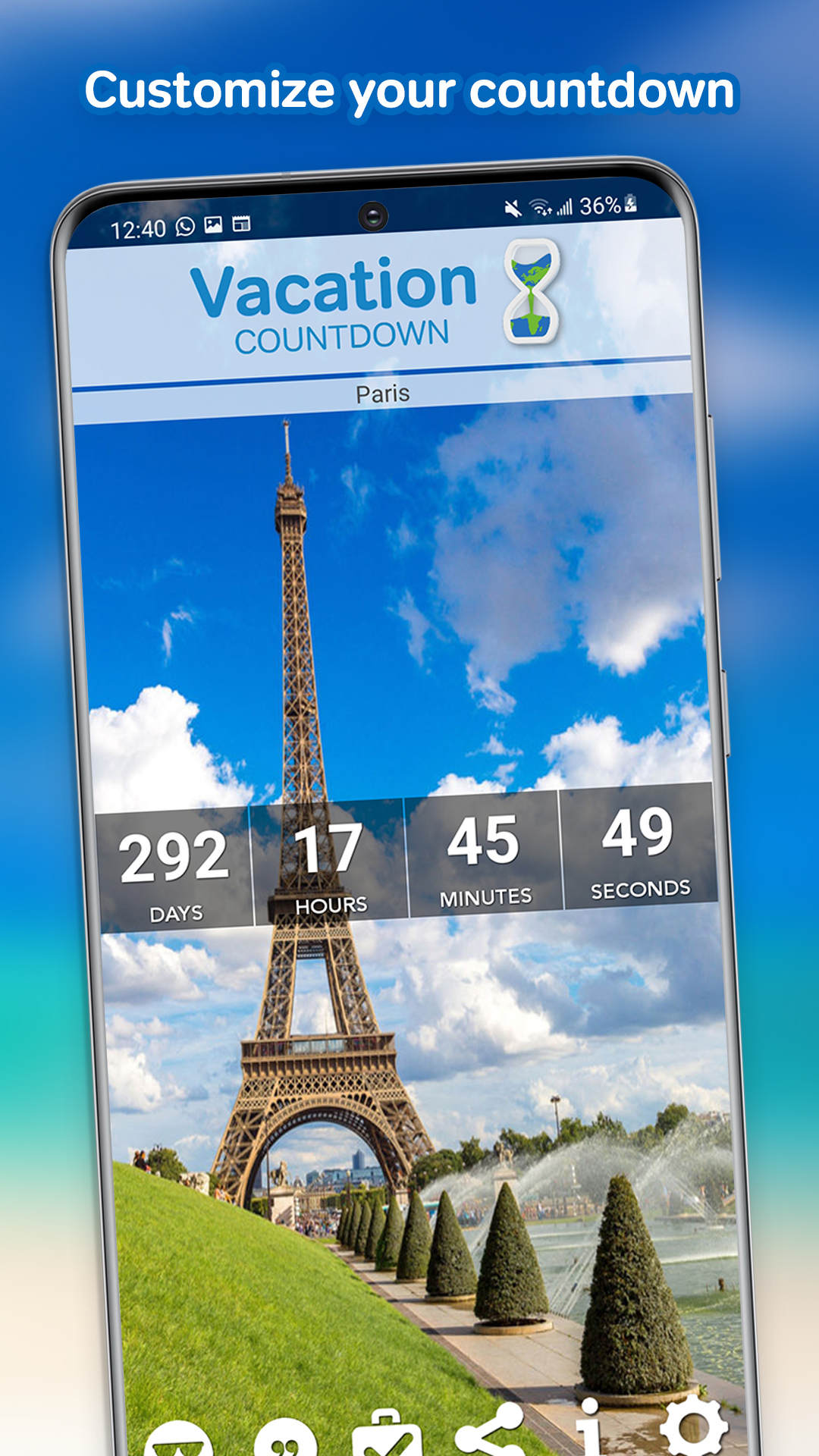 Android application Vacation Countdown App screenshort