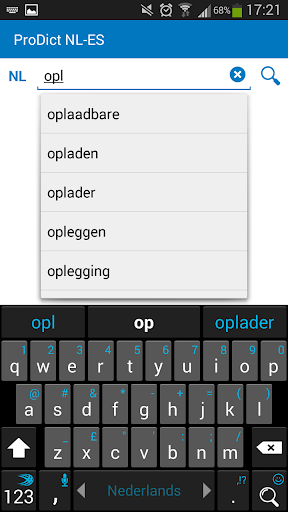 Android application Dutch Spanish dictionary screenshort