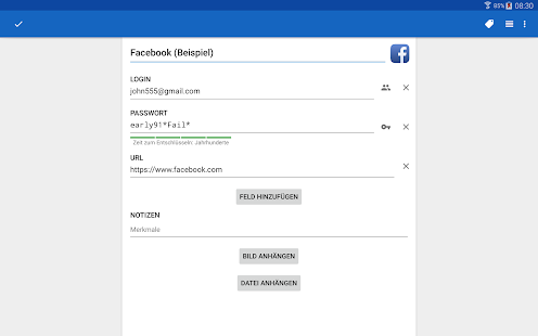Passwort Manager SafeInCloud Screenshot