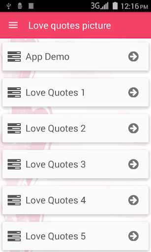 Android application Love quotes picture screenshort