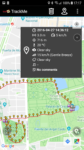 Android application TrackMe. Hike&Travel Recorder screenshort