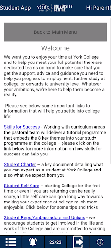 Android application York College & Uni Centre screenshort