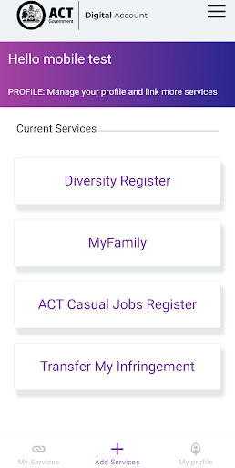 ACT Government Digital Account Screen 2