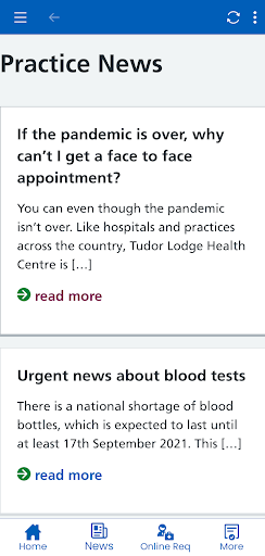 Android application Tudor Lodge Health Centre screenshort