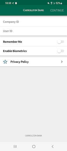 Android application Carrollton Bank for Business screenshort