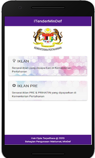 Android application iTender MinDef screenshort