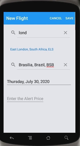 Flights Price Alert RN Screen 2